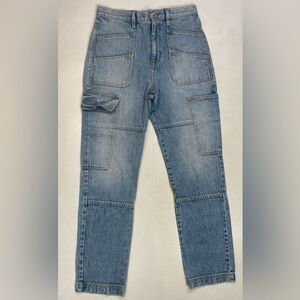 SLVRLAKE Savior High Rise Cargo Denim Jeans Women Size 28 Blue